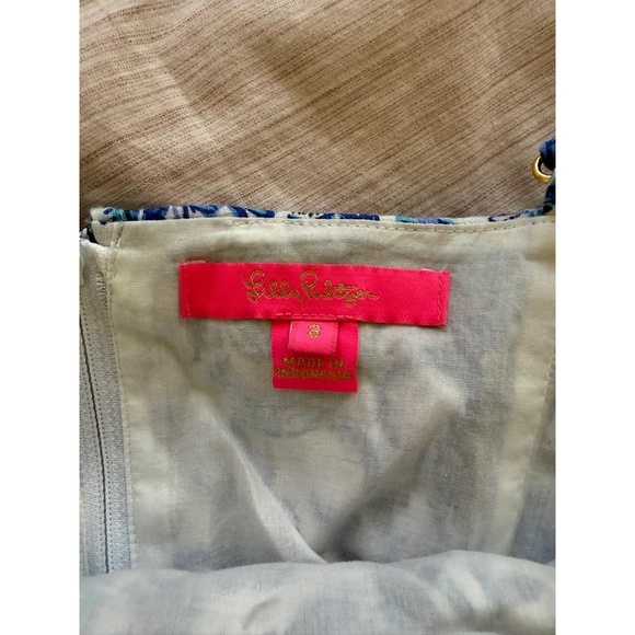 Lilly Pulitzer Gretna Linen Crop Top size 8 blue bird is the world - Picture 3 of 3